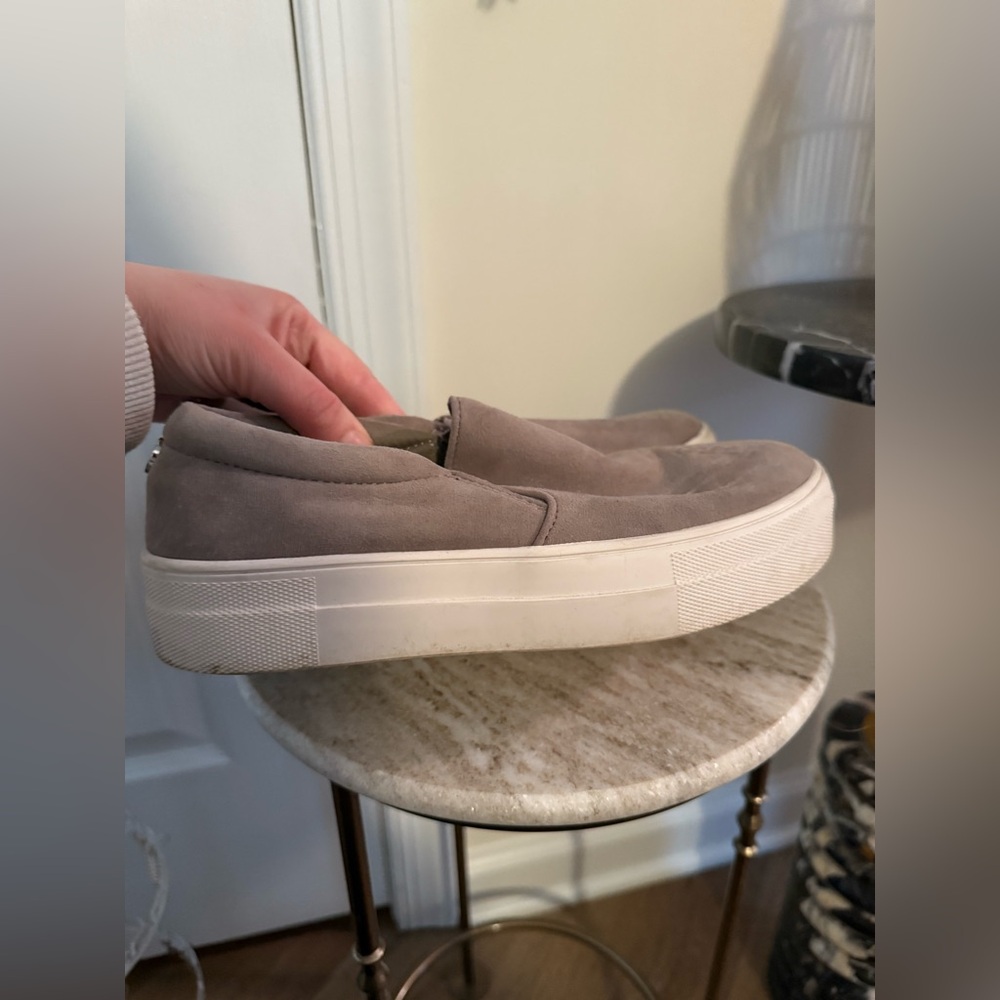 Steve Madden Gray Suede Slip-On Platform Sneakers - Picture 2 of 7